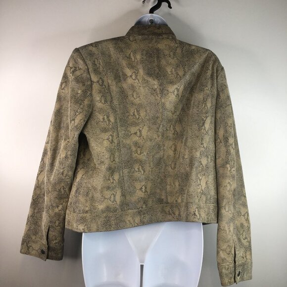 Alfani Snake Embossed Tan Leather Jacket Size L - Picture 6 of 7
